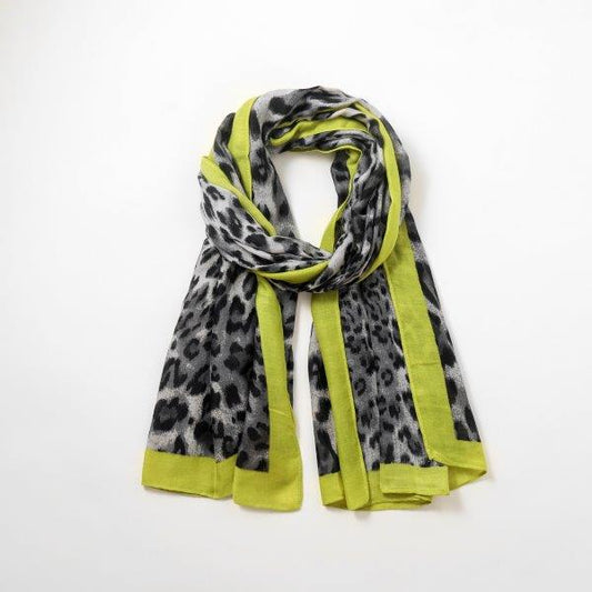 Eco Style Scarf | Leopard Print Lime