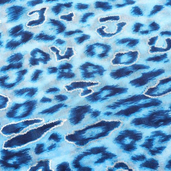 Metallic Leopard Print Scarf | Blue