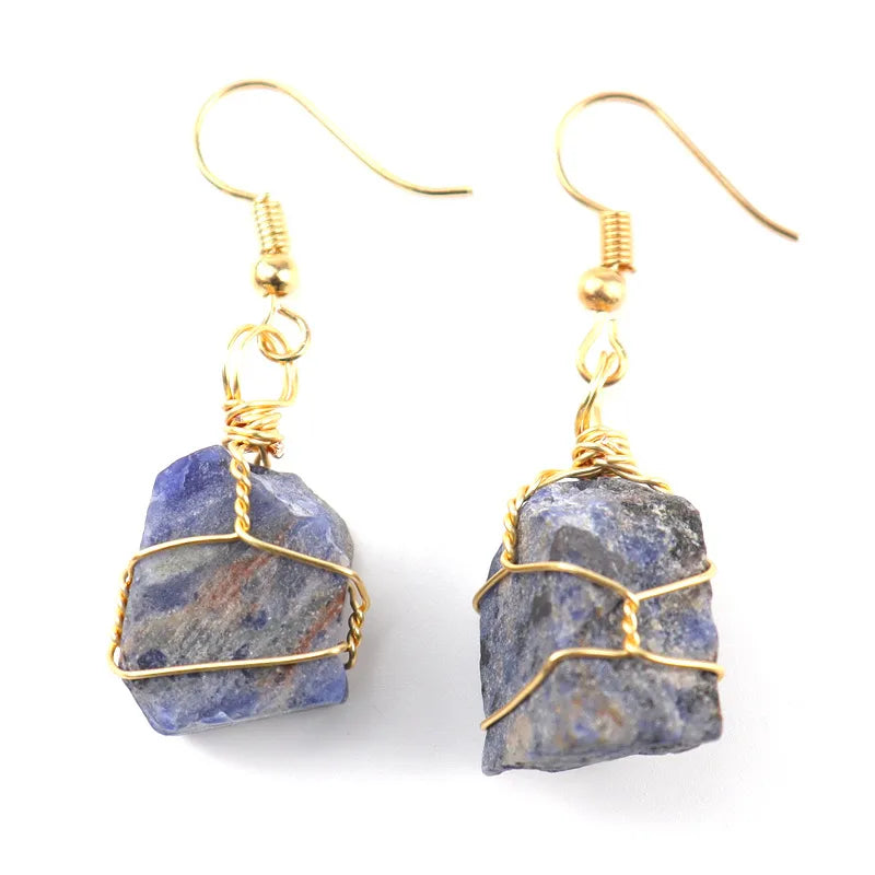 Asymmetrical Natural Stone Drop Earrings