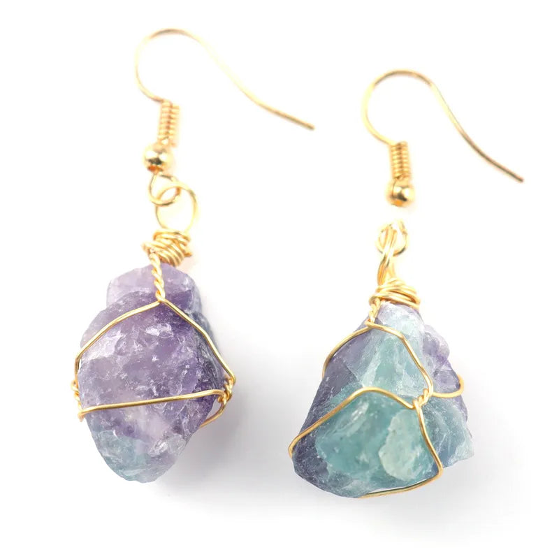 Asymmetrical Natural Stone Drop Earrings