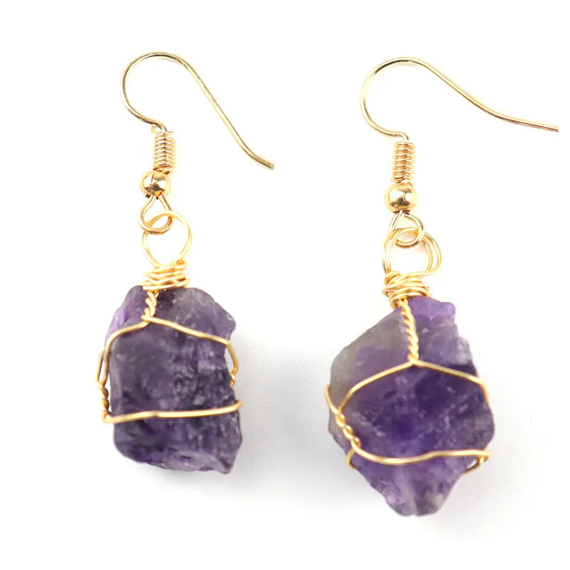 Asymmetrical Natural Stone Drop Earrings