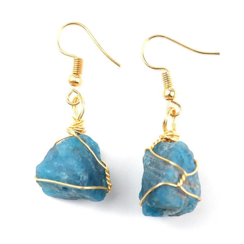 Asymmetrical Natural Stone Drop Earrings