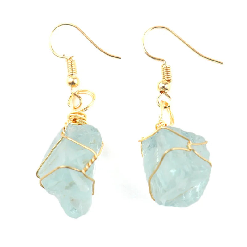 Asymmetrical Natural Stone Drop Earrings