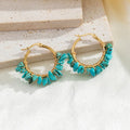 Bohemian Natural Stone Hoop Earrings | Turquoise