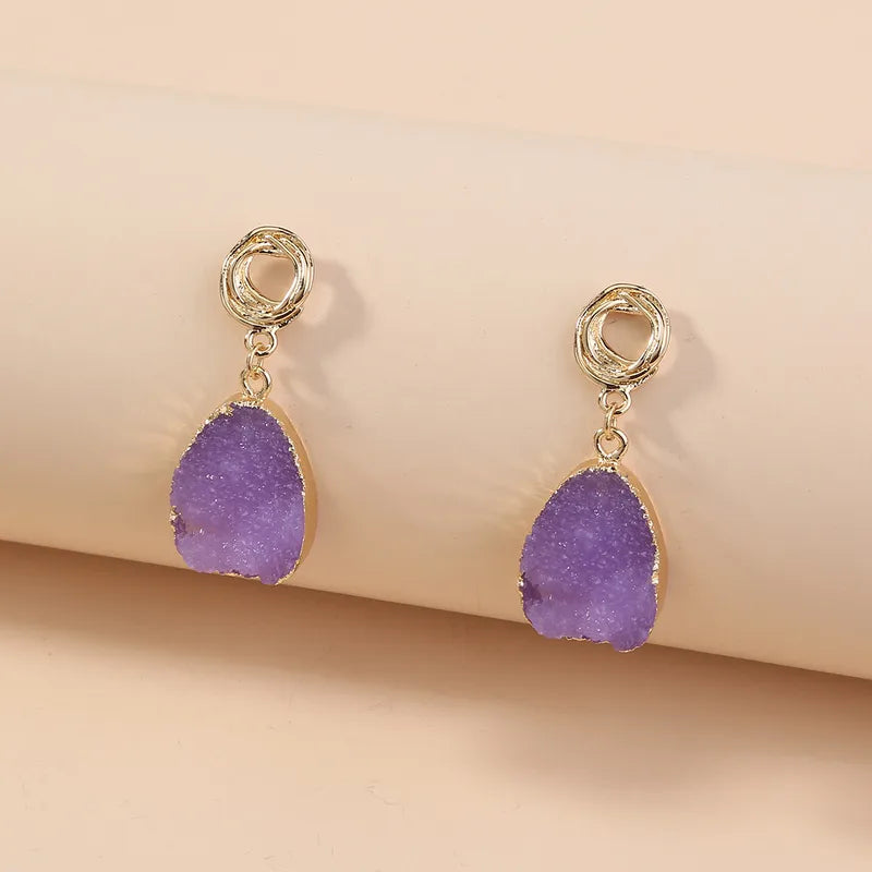 Resin Drop Earrings | Purple