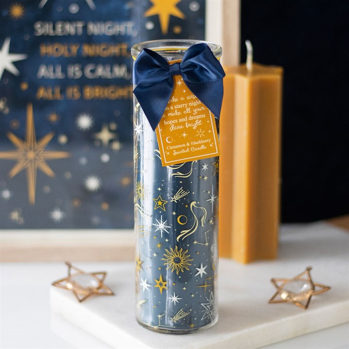 Starry Night Cinnamon & Blackberry Tall Glass Candle Jar