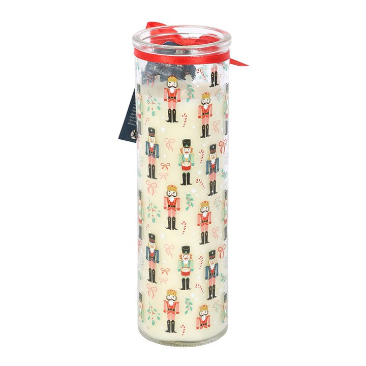 Nutcracker Print Tall Spiced Glass Candle Jar