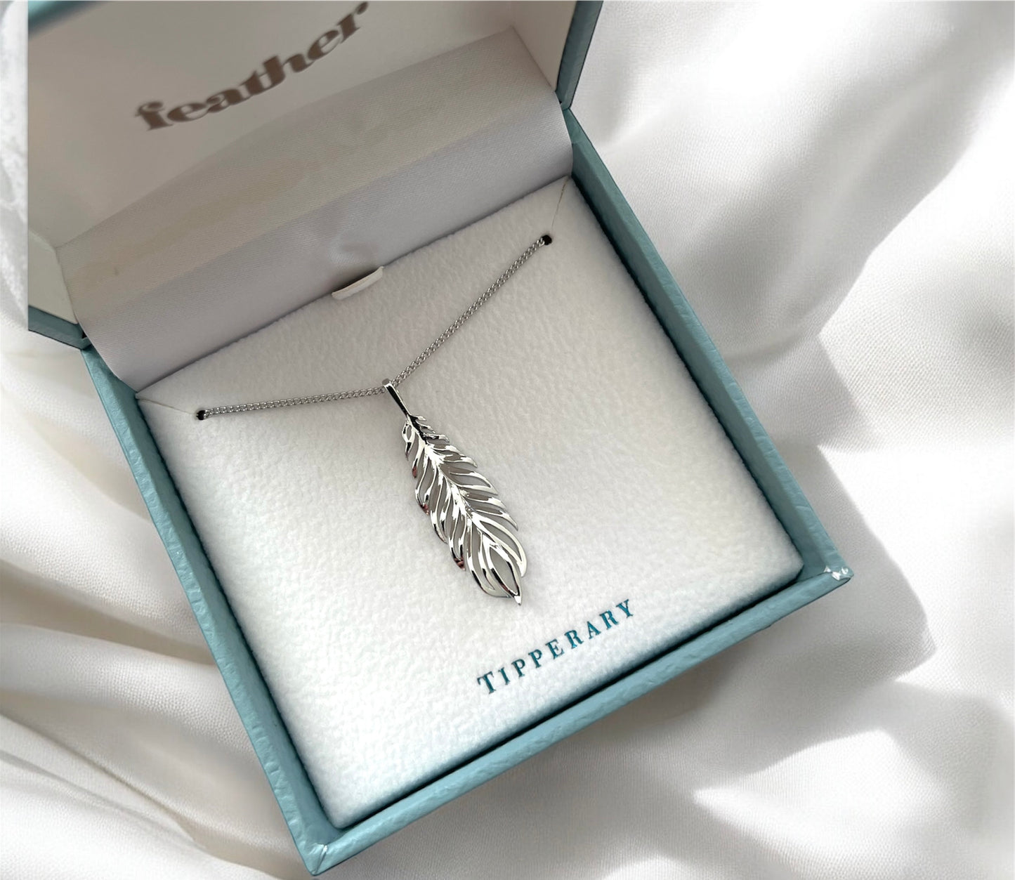 Feather Pendant Inset With Crystals | Silver