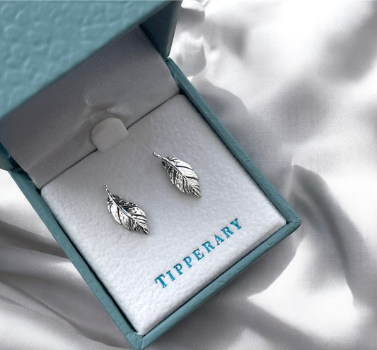 Feather Mini Stud Earrings | Silver