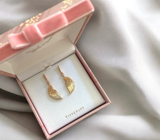 Angel Wing Mini Drop Earrings | Rose Gold