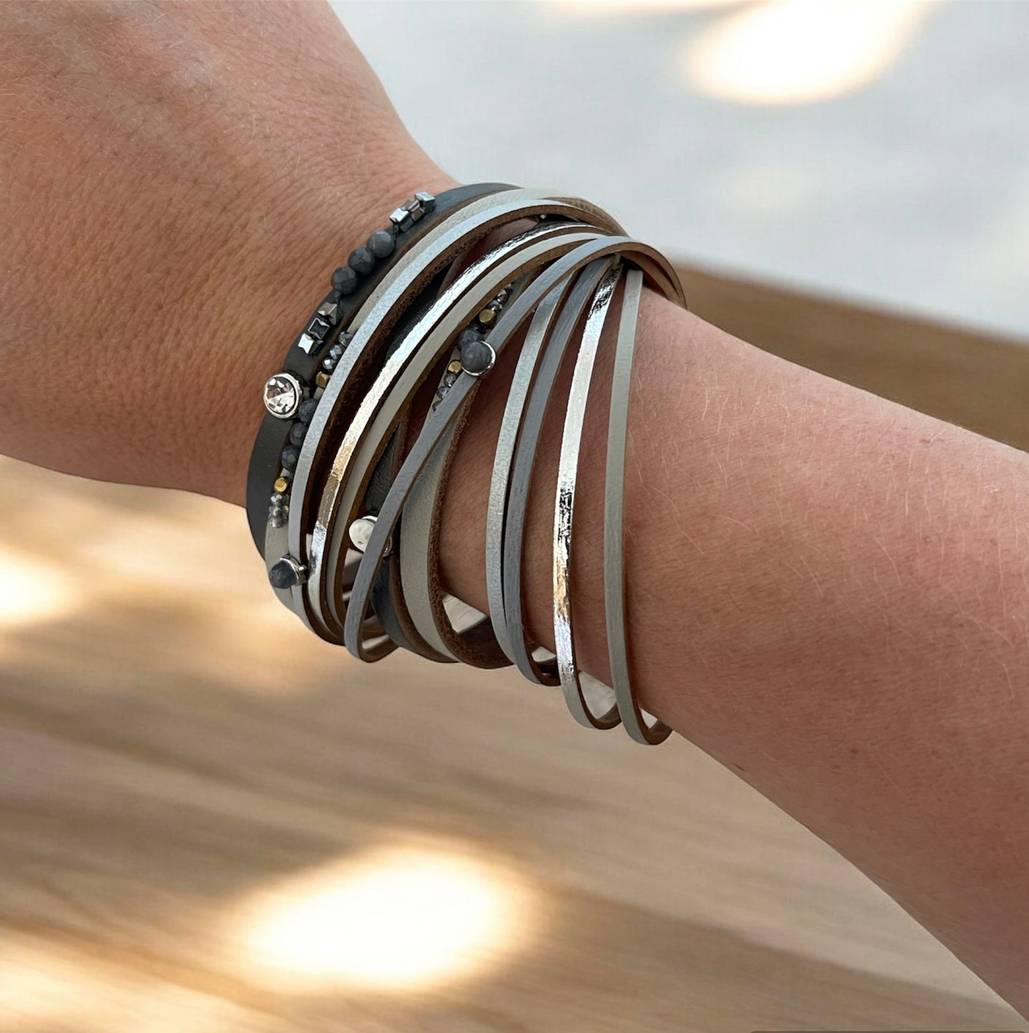 Wrap Around Metallic Bracelet | Grey