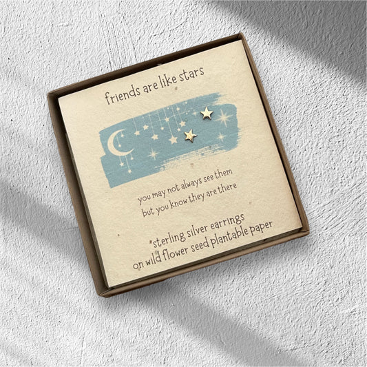 Sterling Silver Studs | Friends Are Like Stars