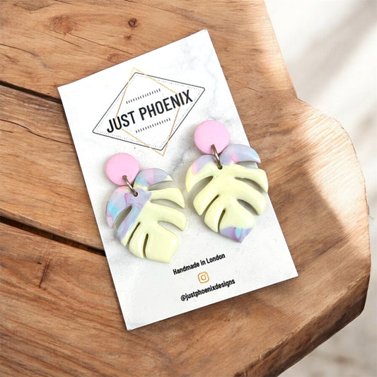 Just Phoenix  Earrings | Polymer Clay Monstera Leaf