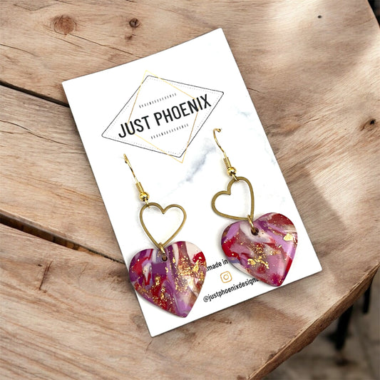 Just Phoenix  Earrings | Polymer Clay Double Heart