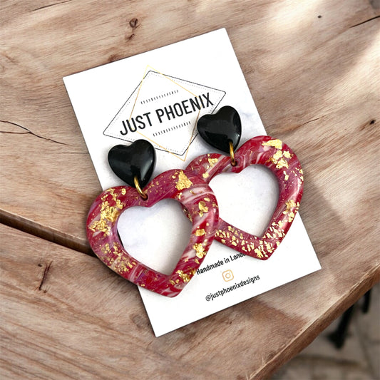 Just Phoenix  Earrings | Polymer Clay Large Open Heart