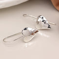 Sterling Silver Hammered Heart Hook Earrings