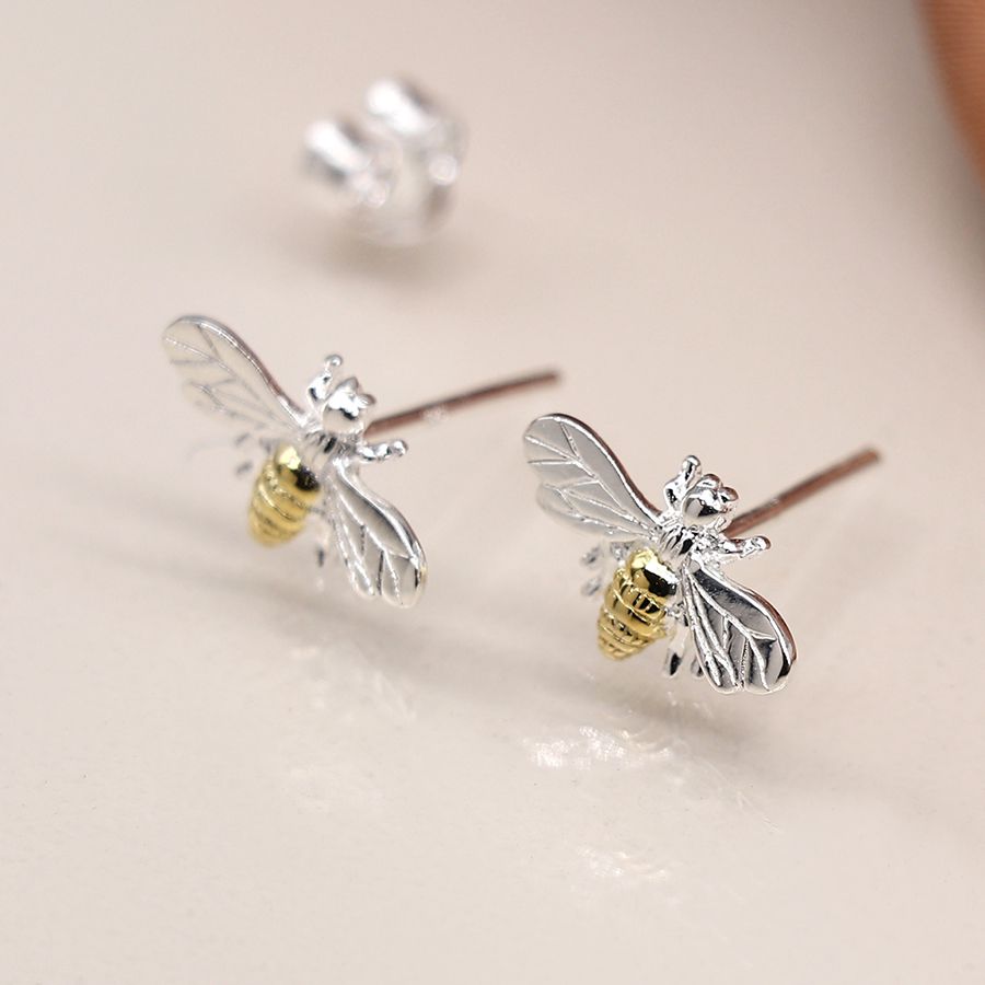 Sterling Silver Bee Stud Earrings