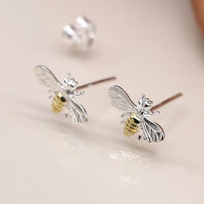 Sterling Silver Bee Stud Earrings
