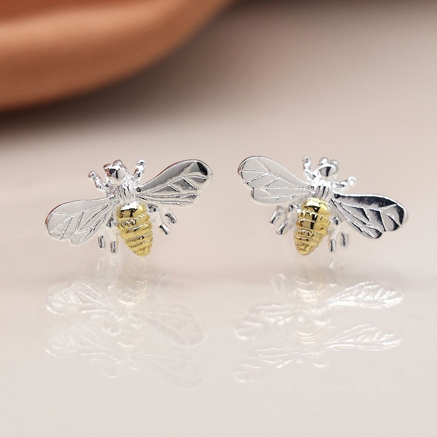 Sterling Silver Bee Stud Earrings