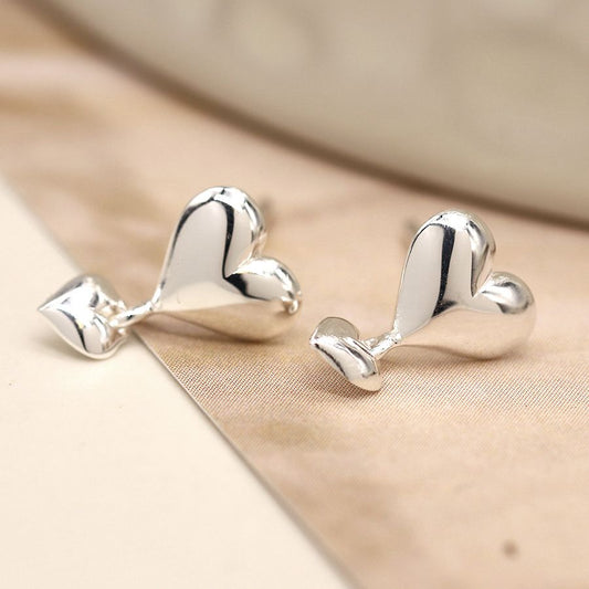 Sterling Silver Puff Heart Stud Earrings