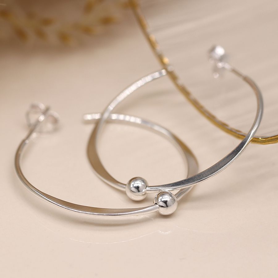 Sterling Silver Hoop & Bead Earrings