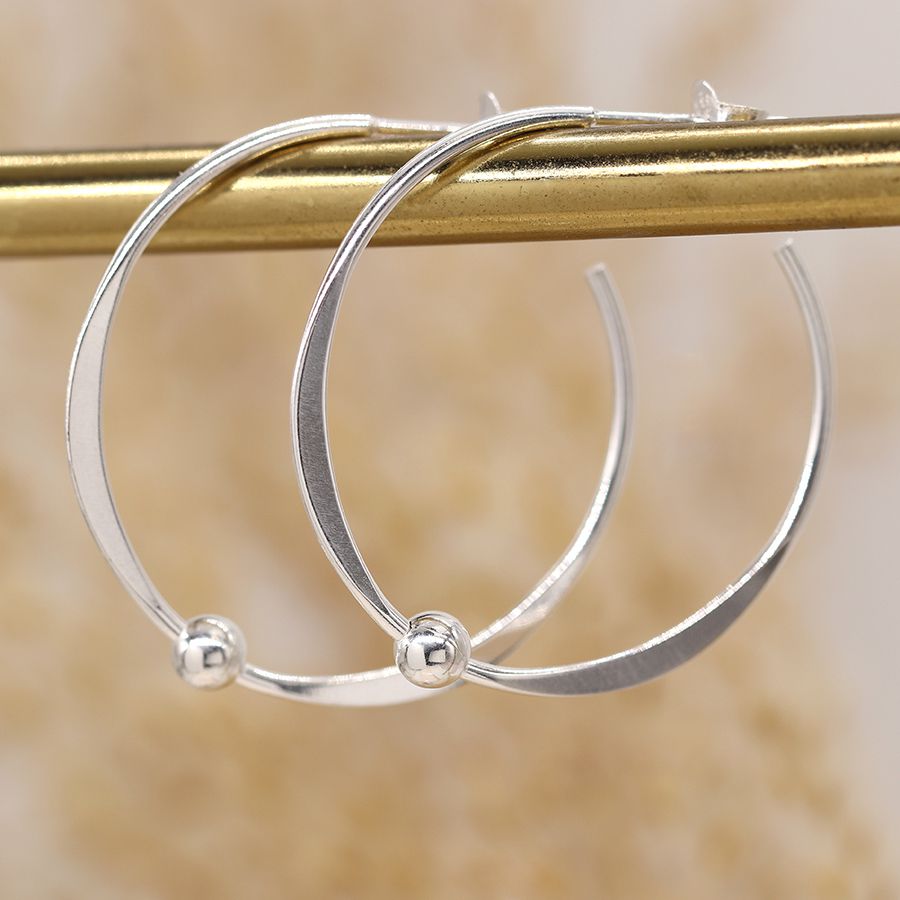 Sterling Silver Hoop & Bead Earrings