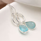 Sterling Silver Hoop & Chalcedony Teardrop Earrings