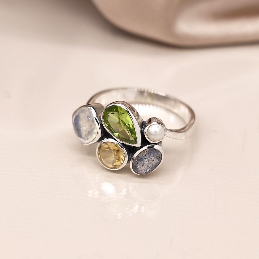 Sterling Silver Mixed Gemstone Ring