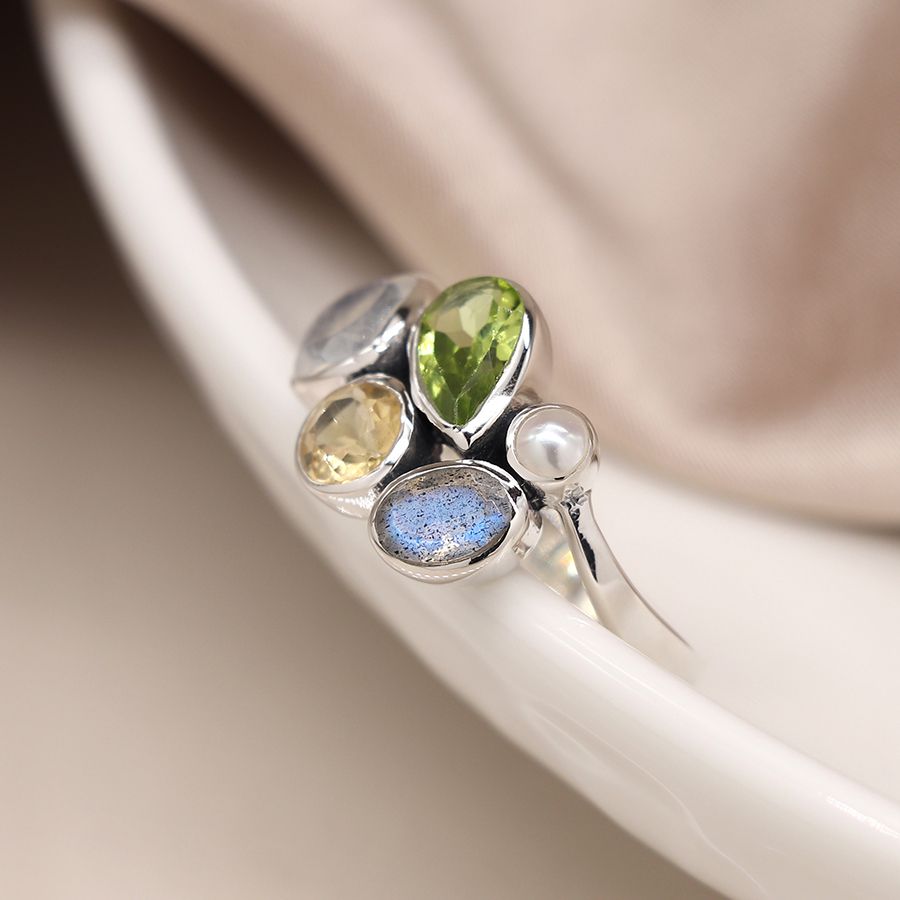 Sterling Silver Mixed Gemstone Ring