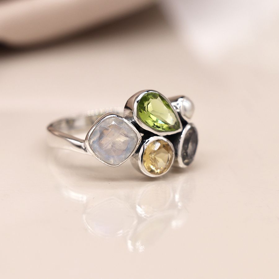 Sterling Silver Mixed Gemstone Ring