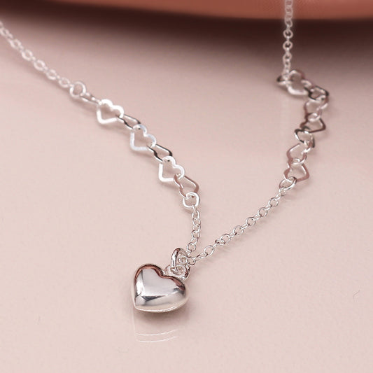 Sterling Silver Heart Linked Pendant Necklace