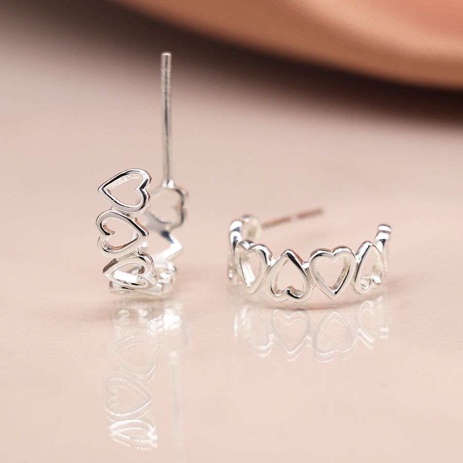 Sterling Silver Multi Heart Open Hoop