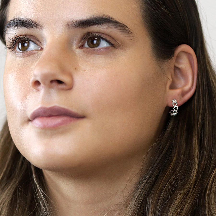 Sterling Silver Multi Heart Open Hoop