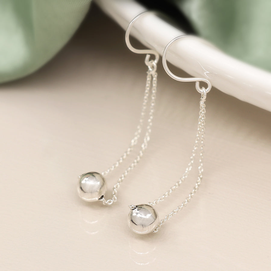 Sterling Silver Chain & Ball Earrings