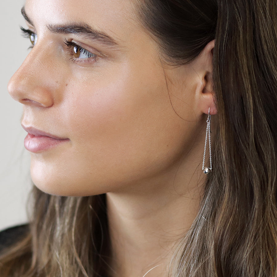 Sterling Silver Chain & Ball Earrings