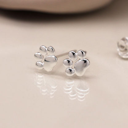 Sterling Silver Tiny Paw Print Studs