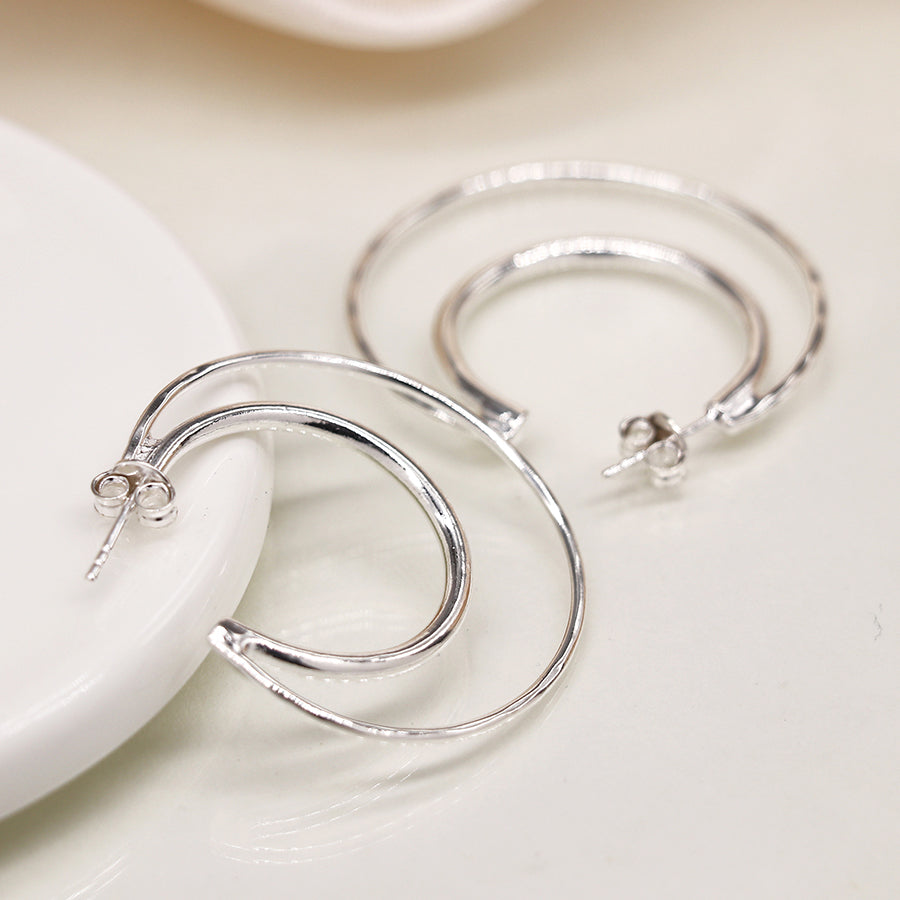 Sterling Silver Double Hoop Stud Earrings