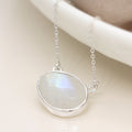 Sterling Silver Oval Moonstone Necklace