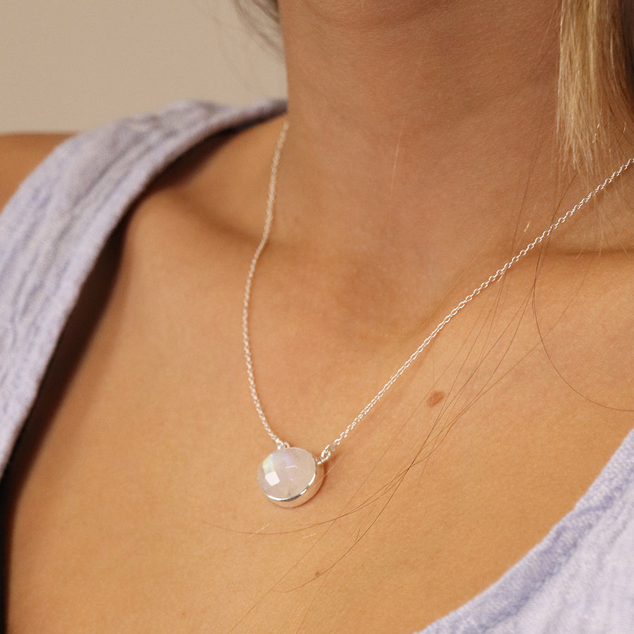 Sterling Silver Oval Moonstone Necklace