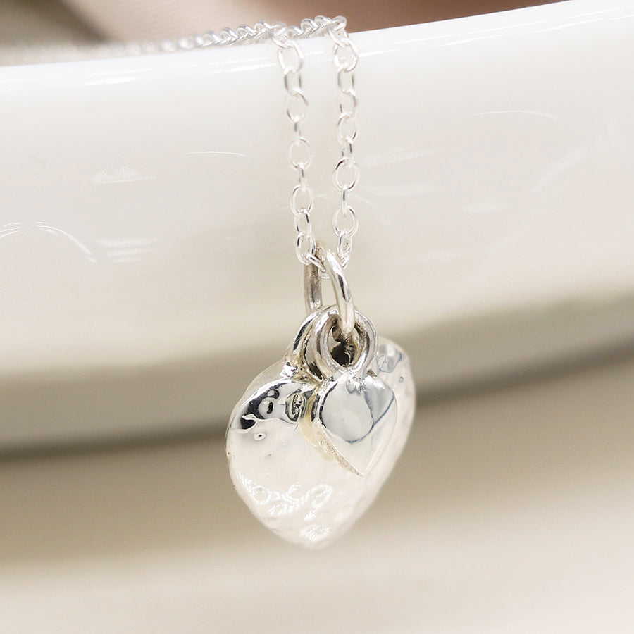 Sterling Silver Double Hearts Necklace