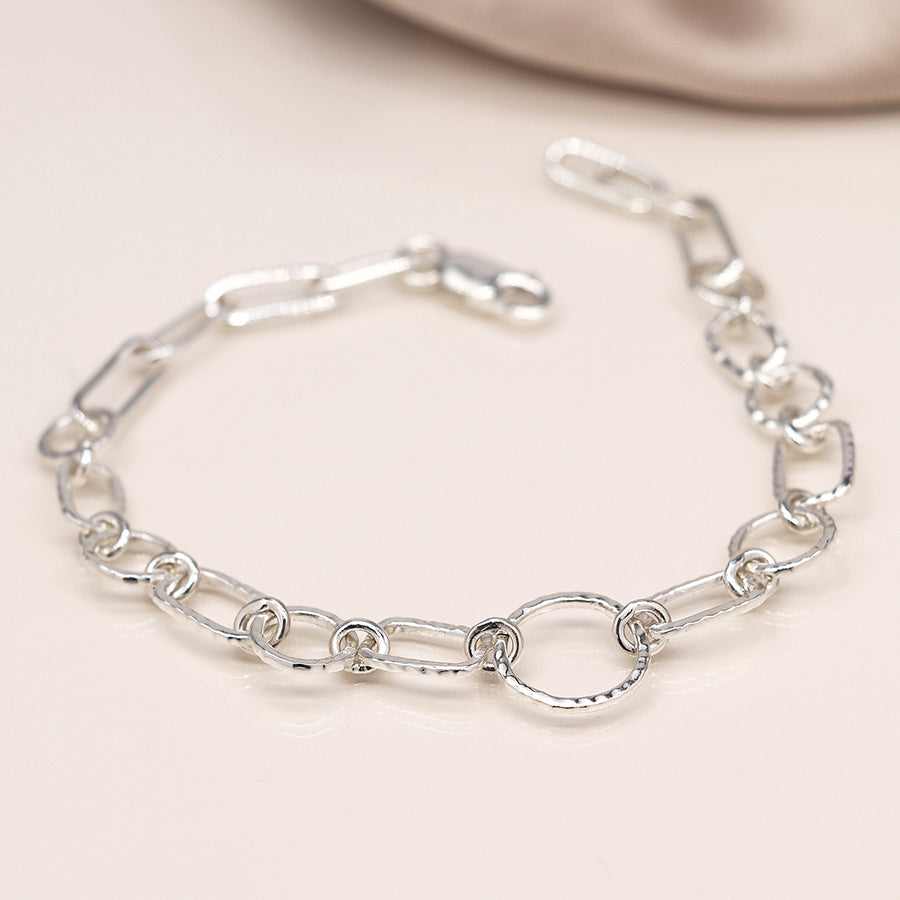 Sterling Silver Hammered Links Bracelet