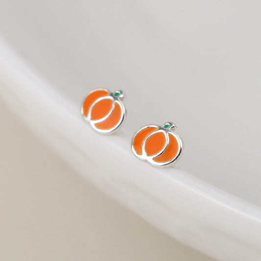 Sterling Silver | Pumpkin Stud Earrings