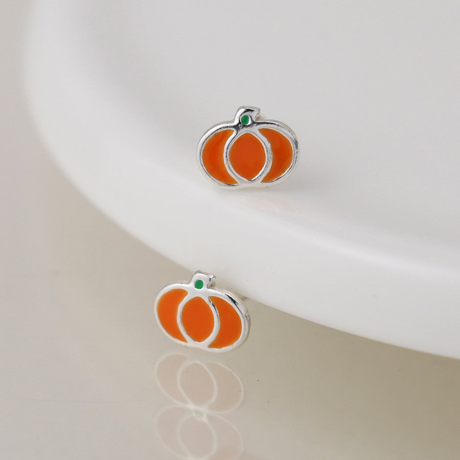 Sterling Silver | Pumpkin Stud Earrings