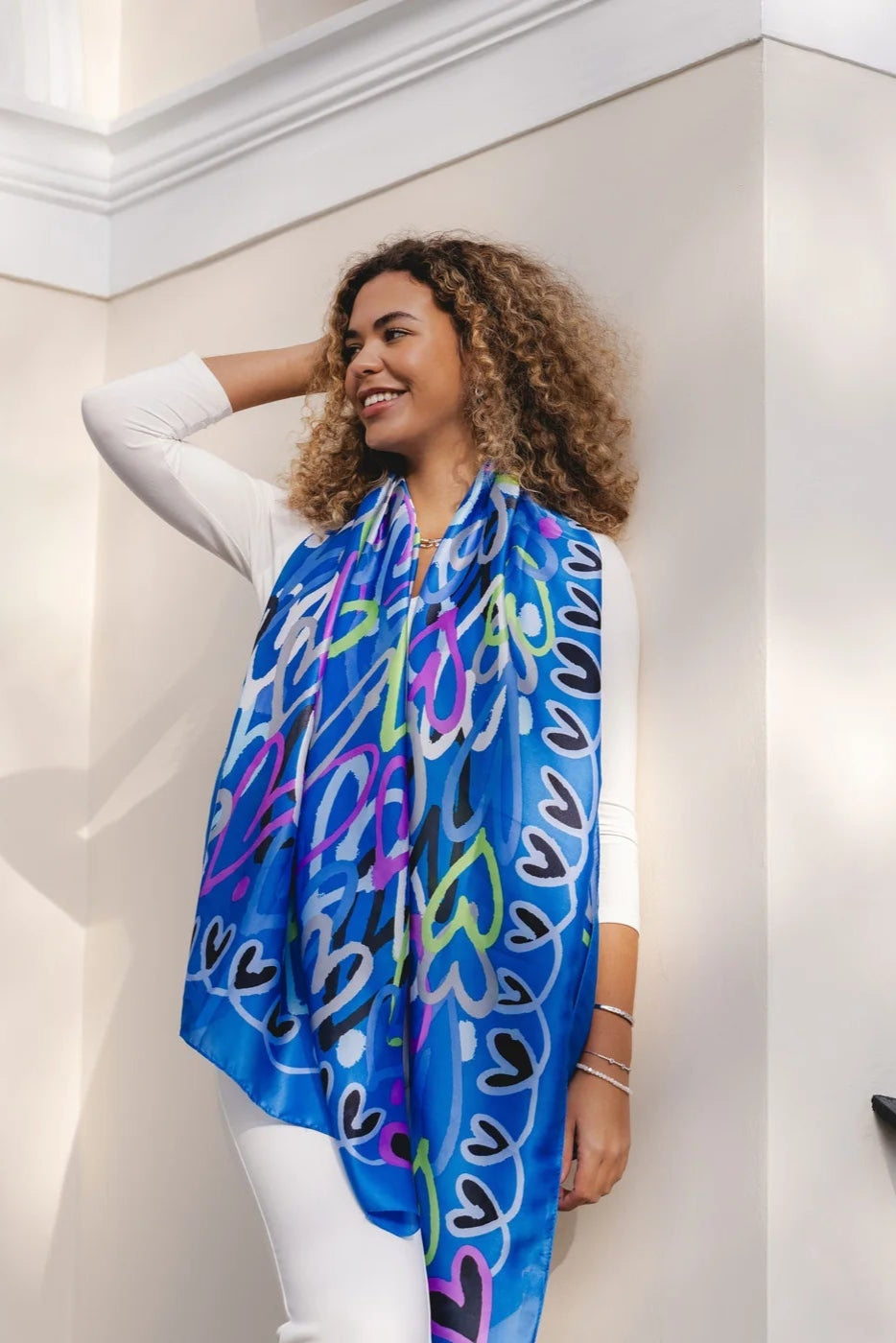 Summer Bright Heart Scarf | Blue