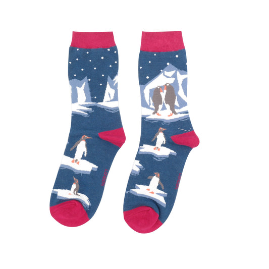 Bamboo Socks | Penguins On Ice Navy