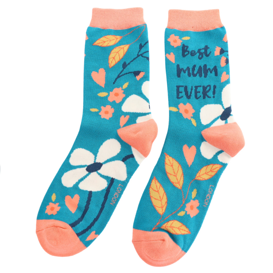 Bamboo Socks | Best Mum Ever Teal