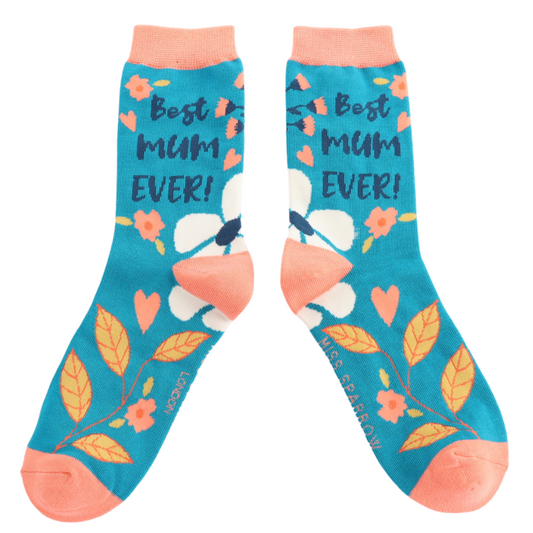 Bamboo Socks | Best Mum Ever Teal