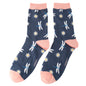 Bamboo Socks | Dragon Flies & Daisies Navy