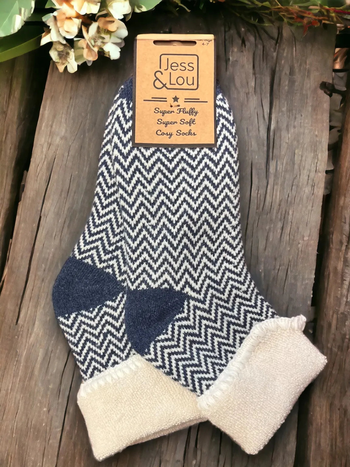 Happy Herringbone Super Cosy Cuff Socks