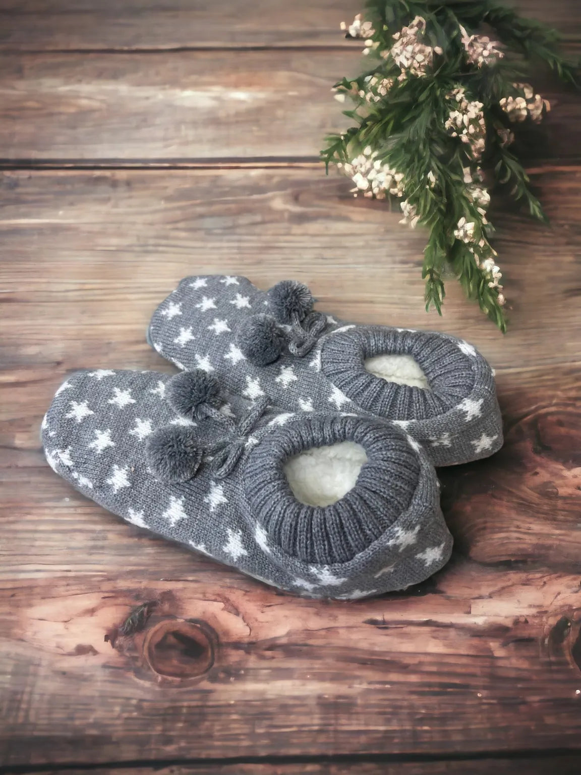 Shining Stars Grey Super Cosy Slipper Socks